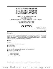 HM5225405BLTT-75 datasheet pdf Elpida Memory