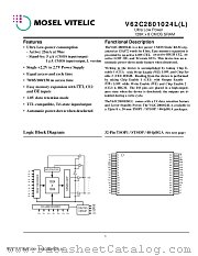 V62C2801024LL-70V datasheet pdf Mosel Vitelic Corp