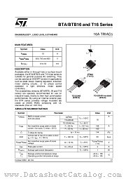 BTA16-600BW datasheet pdf ST Microelectronics