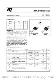 BTA10-600BRG datasheet pdf SGS Thomson Microelectronics