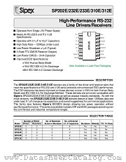 SP202ECT datasheet pdf Sipex Corporation