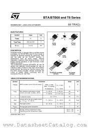 BTB08A-800SW datasheet pdf ST Microelectronics