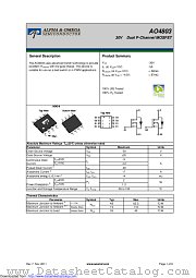 AO4803 datasheet pdf Alpha & Omega Semiconductor