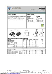 AO6602 datasheet pdf Alpha & Omega Semiconductor