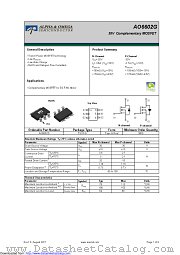 AO6602G datasheet pdf Alpha & Omega Semiconductor