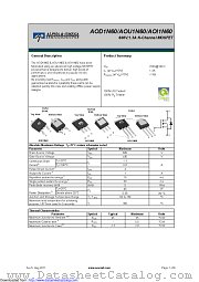 AOD1N60 datasheet pdf Alpha & Omega Semiconductor