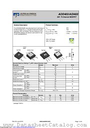 AOD403 datasheet pdf Alpha & Omega Semiconductor