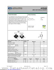 AOD458 datasheet pdf Alpha & Omega Semiconductor
