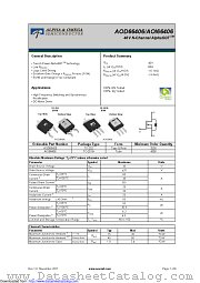 AOD66406 datasheet pdf Alpha & Omega Semiconductor