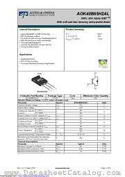 AOK40B65H2AL datasheet pdf Alpha & Omega Semiconductor