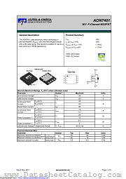 AON7401 datasheet pdf Alpha & Omega Semiconductor