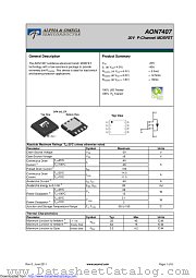 AON7407 datasheet pdf Alpha & Omega Semiconductor