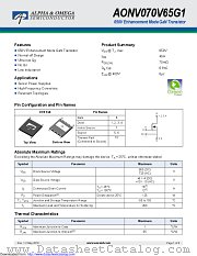 AONV070V65G1 datasheet pdf Alpha & Omega Semiconductor