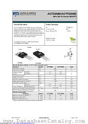 AOT20N60 datasheet pdf Alpha & Omega Semiconductor