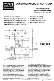 FX1103 datasheet pdf CONSUMER MICROCIRCUITS LIMITED
