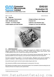 EV0181 datasheet pdf CONSUMER MICROCIRCUITS LIMITED