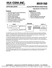 MX919B datasheet pdf CONSUMER MICROCIRCUITS LIMITED