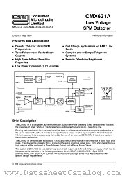 CMX631A datasheet pdf CONSUMER MICROCIRCUITS LIMITED