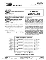 CS8904 datasheet pdf Cirrus Logic