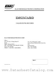 EM92547D datasheet pdf ELAN Microelectronics