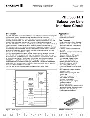 PBL38614/1 datasheet pdf Ericsson Microelectronics
