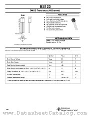 BS123 datasheet pdf General Semiconductor