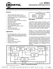 MT8841 datasheet pdf Mitel Semiconductor