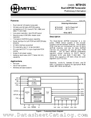 MT9125 datasheet pdf Mitel Semiconductor