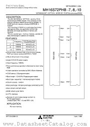 MH16S72PHB-10 datasheet pdf Mitsubishi Electric Corporation