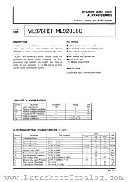ML920B6S datasheet pdf Mitsubishi Electric Corporation