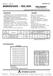 M5M5W816WG-70HI datasheet pdf Mitsubishi Electric Corporation