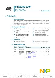 BTA208S-600F datasheet pdf NXP Semiconductors