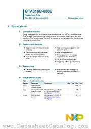 BTA316B-600E datasheet pdf NXP Semiconductors