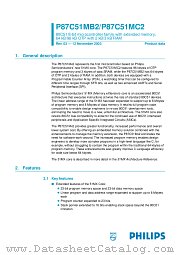 P87C51MB2BA datasheet pdf NXP Semiconductors
