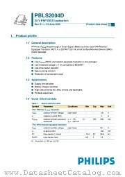 PBLS2004D datasheet pdf NXP Semiconductors