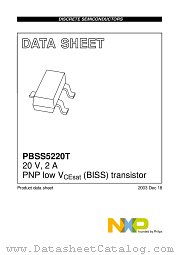 PBSS5220T datasheet pdf NXP Semiconductors