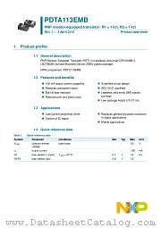 PDTA113EMB datasheet pdf NXP Semiconductors