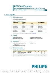 PDTC115TU datasheet pdf NXP Semiconductors