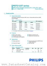 PDTC123TU datasheet pdf NXP Semiconductors