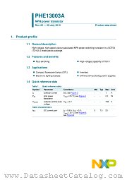 PHE13003A datasheet pdf NXP Semiconductors