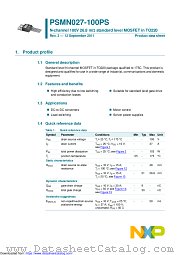 PSMN027-100PS datasheet pdf NXP Semiconductors