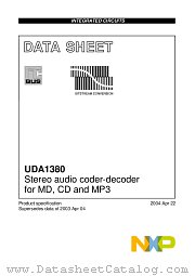 UDA1380HN datasheet pdf NXP Semiconductors