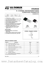 STD2NA50 datasheet pdf SGS Thomson Microelectronics