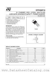 STP40NF10 datasheet pdf SGS Thomson Microelectronics