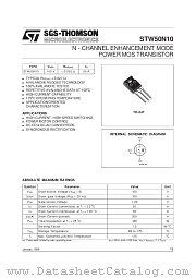 STW50N10 datasheet pdf SGS Thomson Microelectronics