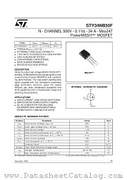 STY34NB50F datasheet pdf SGS Thomson Microelectronics