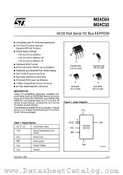 M24C64 datasheet pdf SGS Thomson Microelectronics