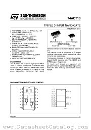 74ACT10 datasheet pdf SGS Thomson Microelectronics