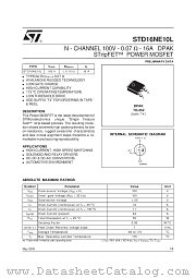 STD16NE10L datasheet pdf SGS Thomson Microelectronics
