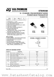 STB5NA80 datasheet pdf SGS Thomson Microelectronics